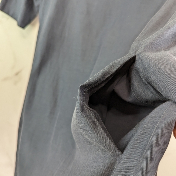 COS Dress Womens 4 Small Blue Shift Mock Neck Pockets Cupro Tunic Short Mini - Picture 9 of 11